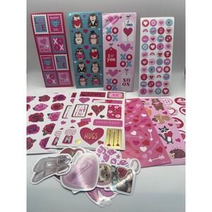 Valentines Day Sticker Lot 14 Sheets and 11 single stickers Mixed Lot